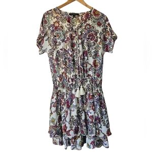 Banana Republic Multicolor Paisley Tassel Tie Mini Dress Boho Chic Size Small